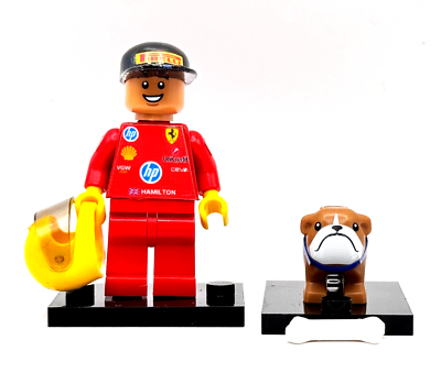 LEGO F1 Formula Minifigure Lewis Hamilton with Roscoe The Dog