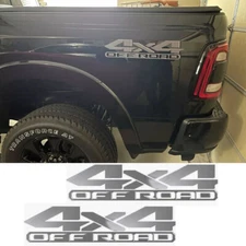2x Matte Silver 4X4 Off Road Rear Trunk Side Decal For Dodge Ram 1500 2500 3500