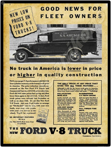 1934 Ford Trucks New Metal Sign: S.S. Kresge Stores Delivery Panel Truck