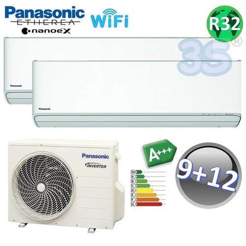 Climatiseur Dual Split Panasonic Etherea R32 9000+9000 BTU A+++ WiFi NanoeX