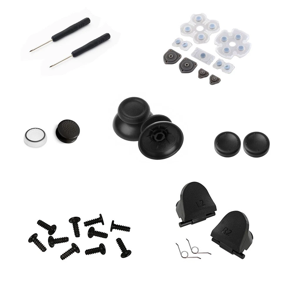 Playstation 4 Replacement Parts Analog Stick Thumb Grips Triggers Screws PS4