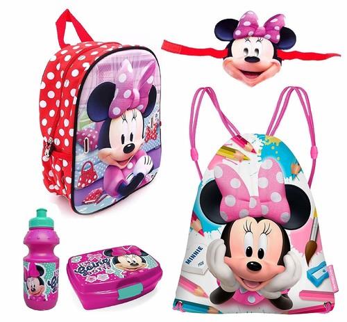 Minnie Mouse Disney 3D con Maschera Set 5pezzi Zainetto Zaino 3D scuola  asilo | eBay