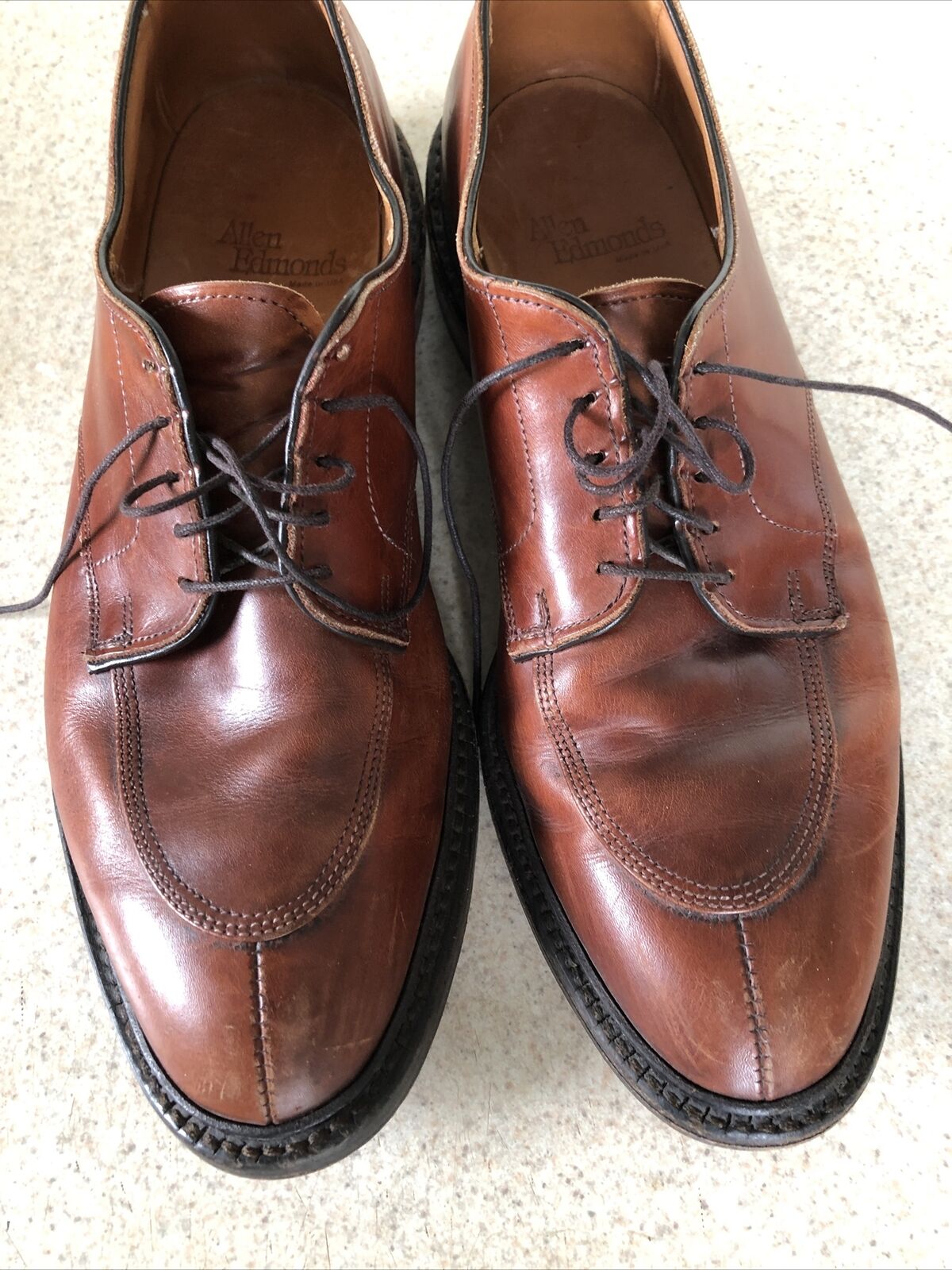 Allen Edmonds 2143 Walton Chili Brown Leather Split Toe Apron Oxfords Shoes  10 C