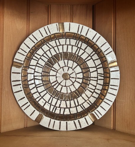Vintage Mid Century Modern Mosaic Style Ceramic Mosaic Ashtray Console Bowl