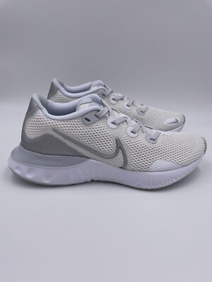 Nike Renew Run Pure Platinum White Metallic Silver Sneakers Womens CK6360-003