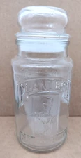 Vintage Planters Peanuts Mr. Peanut 75th Anniversary Glass Jar 1981