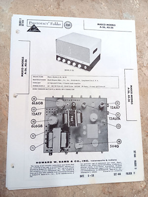 MASCO A-36 AS-36 - SCHEMATIC & PARTS -NEW SAMS PHOTOFACT 444-11