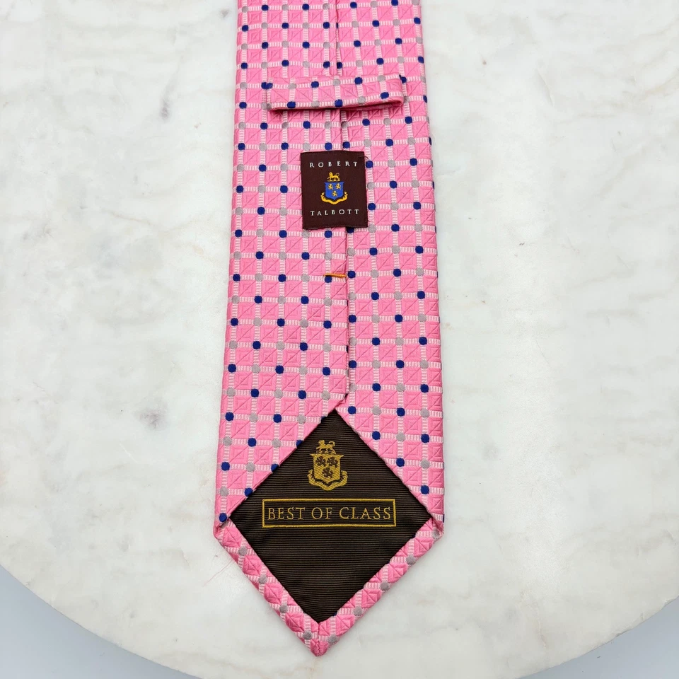 Corbata para hombre Robert Talbott jacquard rosa seda mejor de su clase EE. UU. 3,25" X 60" Foto 2 de 4