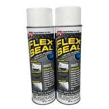 2 Pack Flex Seal White Liquid Rubber Sealant Spray 14oz Cans Stop Leaks Fast NEW