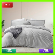 Hearth Harbor Hearth Harbor King Size Duvet Cover Bed Sheet Set Light Grey 7
