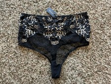 Fredericks Of Hollywood High Waisted Thong Panties XL Black/Gold New With Tags