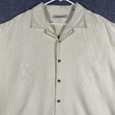 Tommy Bahama Shirt Mens XL White 100 Silk Floral Hawaiian Camp Button Up