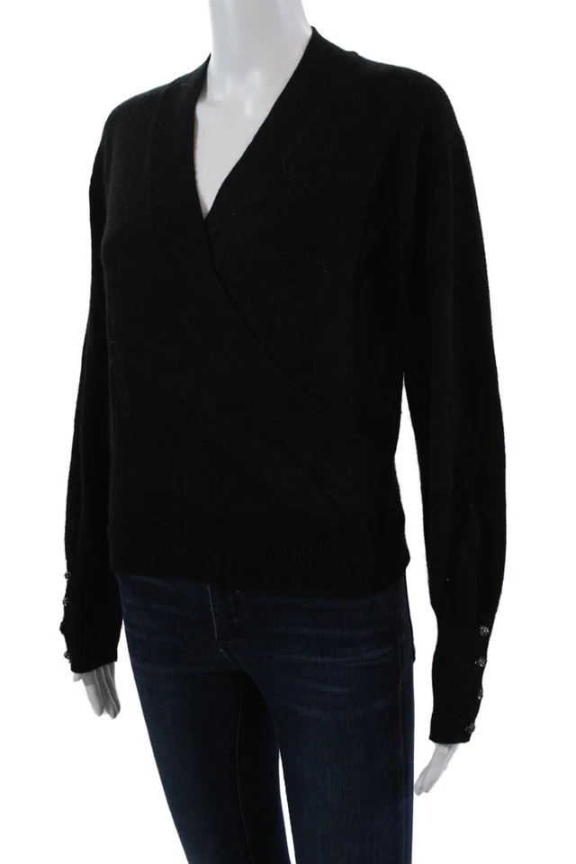 White + Warren Womens Cashmere Long Sleeves V Neck Sweater Black Size Extra Smal - Image 2 of 4