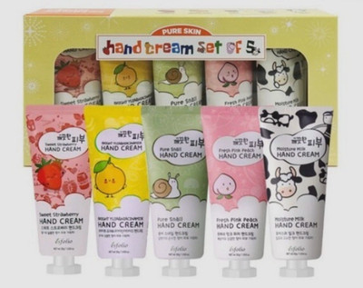 Esfolio Pure Hand Cream Set of 5. Milk, Peach And Sweet Strawberry.