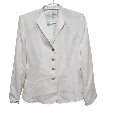 OFF WHITE Amanda Smith blazer donna taglia 12 bianco sporco tuta con bottoni giacca ufficio