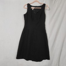 Talbots Dress Womens 8 Black Irish Linen Sleeveless V-Neck A-Line LBD Classic