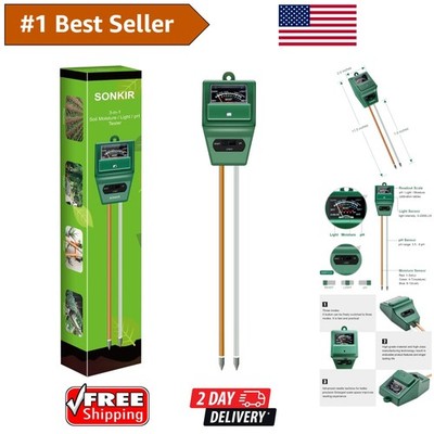 Durable Soil Tester MS02: Moisture, pH, and Light Meter for Indoor & Outdoor Use
