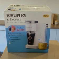 Keurig K-Express Essentials Plus Iced & Hot Single-Serve Coffee Maker White NEW