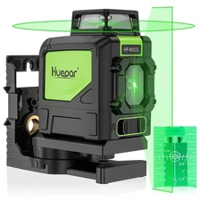 Huepar 901CG Self-Leveling Laser Level, 360 Green Beam Cross Line Laser Tool,...
