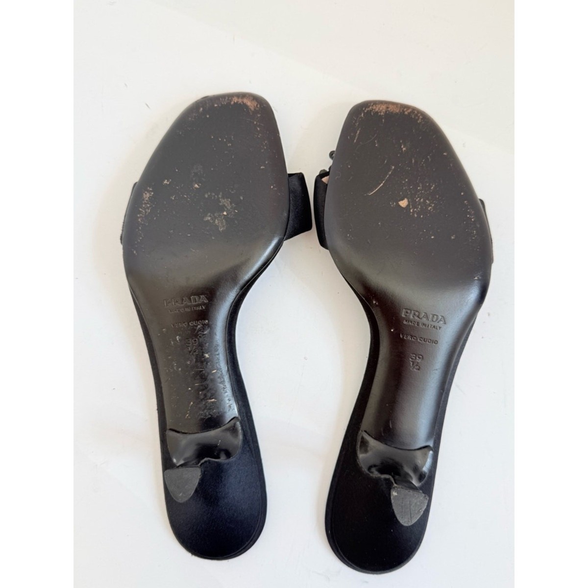 Prada Y2K Archive Satin Black Beaded Bow Kitten Heel mule EU 39.5
