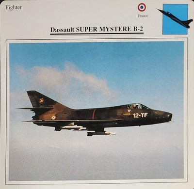 Dassault Super Mystere Plane Picture Original Vtg Aircraft Info Collector Card  