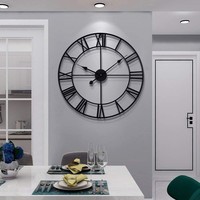 RöMische Wanduhr 60 Cm Metall Batteriebetrieben Ruhig Wohnzimmer Dekoration