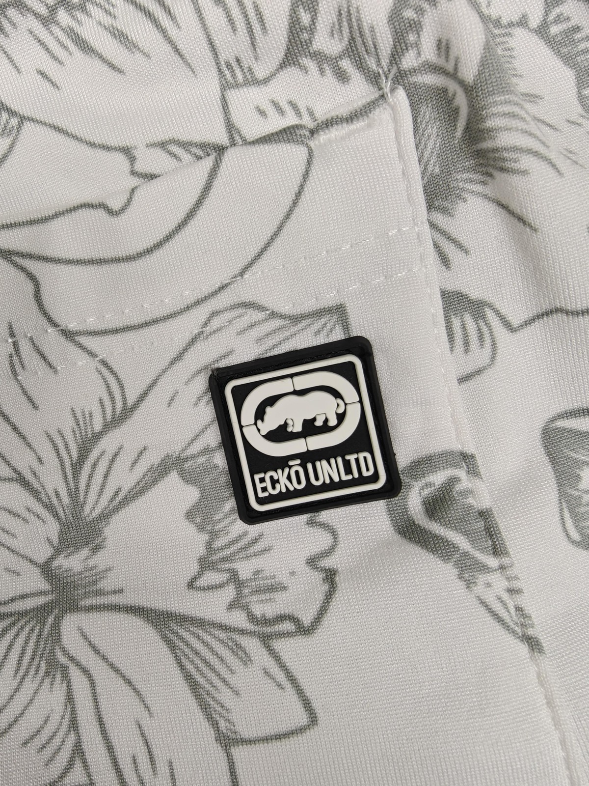 Ecko Unltd Shorts Mens Medium White Gray Floral Stretch Drawstring EO12N164T