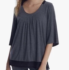 Donna Karan Sleepwear Modal Knit Sleep Loungewear Top Size Large Classic Gray