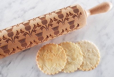 MoodForWood Nudelholz aus Holz, graviert, 43 cm mit Griffen, perfekt zum Backen 