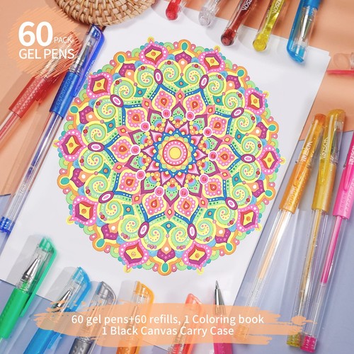 120 Pack Glitter Gel Pens Set, ZSCM 60 Colors Pens Include 48 Glitter Pens, 1... - Picture 5 of 5