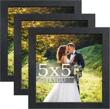 5x5 wood Picture Frame Set of 3, Made Real Glass for 5X5in, Black 