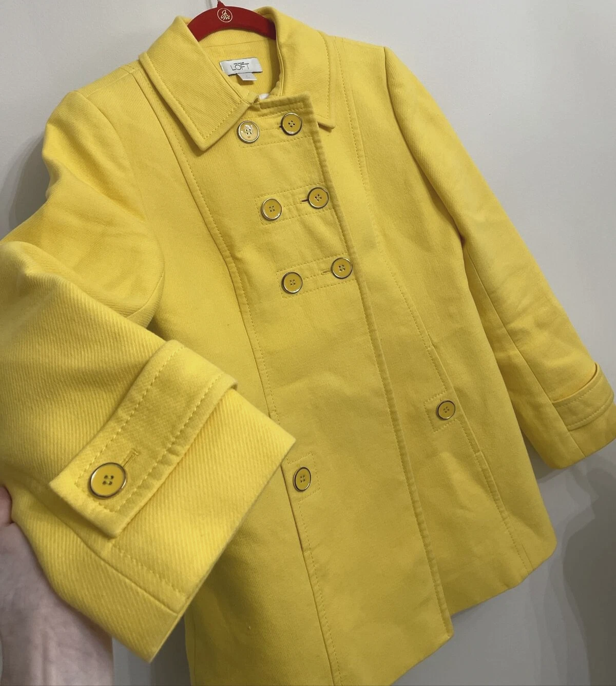 VETEMENTS Cappotto giallo LOFT collo con bottoni tweed manica lunga taglia 4 giacca cotone