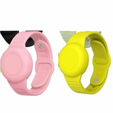 Waterproof Air Tag Soft Silicone Bracelet for Kids, Yellow  Pink