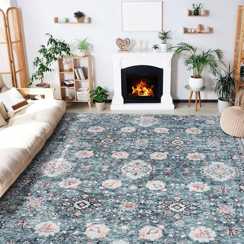 8X10 Area Rugs Washable Boho Rug, Non Slip Carpet for Living Room, Bedroom, Kitc