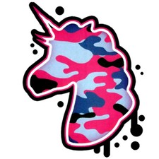 "Pink  Black" Temporary Tattoo, Camouflage Painted Unicorn, Horse, Made in USA