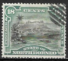 Stamps North Borneo 1894 18c black+green used SG78