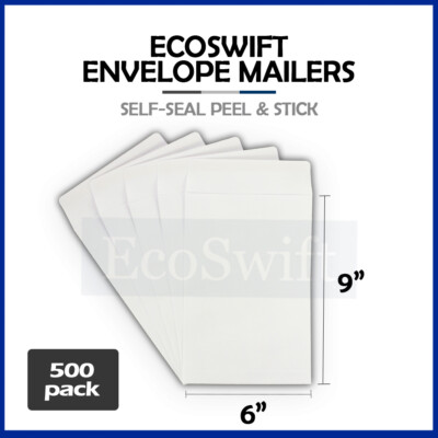 500 EcoSwift White Self-Seal Mailing Shipping Kraft Paper Envelope 28 lb. 6 x 9