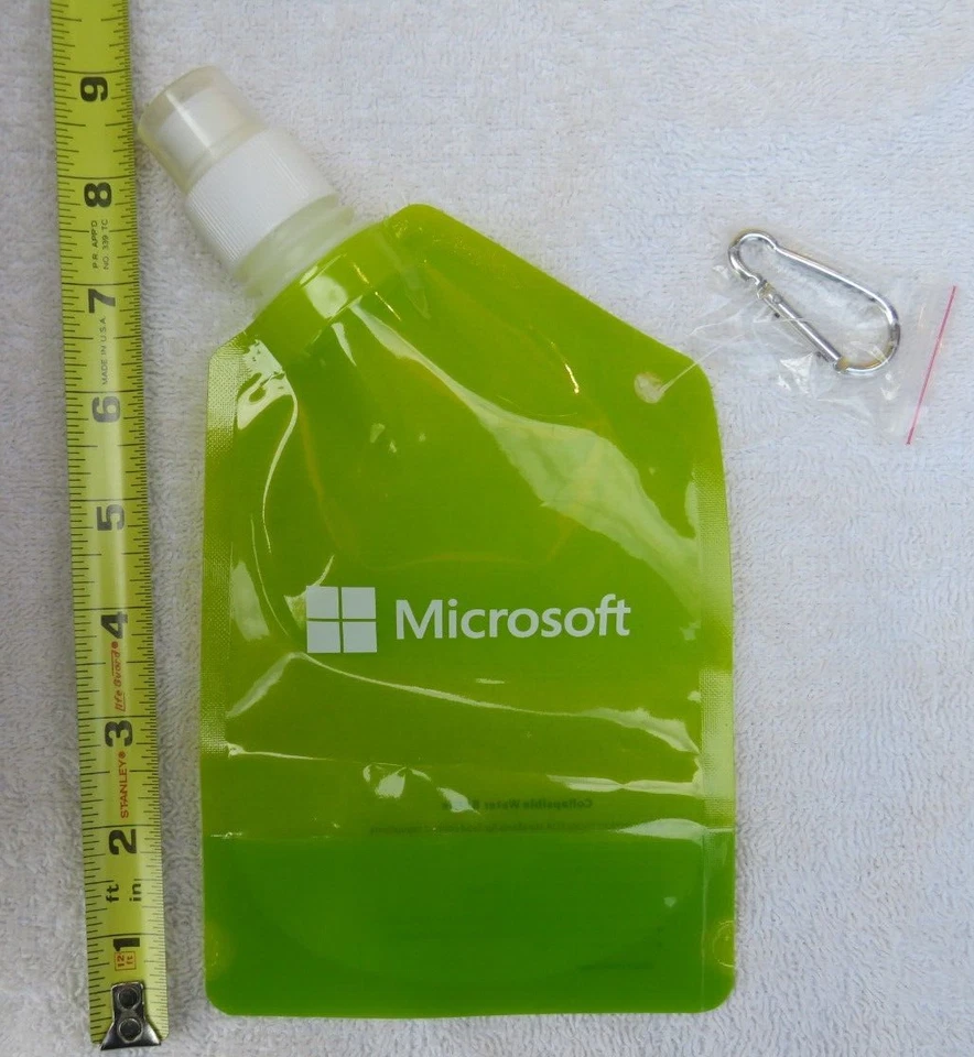 Rare - NOS - Promotional - Microsoft Collapsible Water Bottle - Lime Green - Image 2 of 4