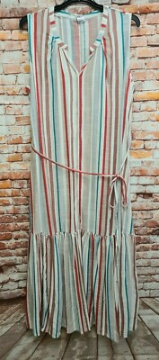 BNWT Ladies Size 20 Anko Maxi Style Long Multi Colour Stripe Sleeveless Dress