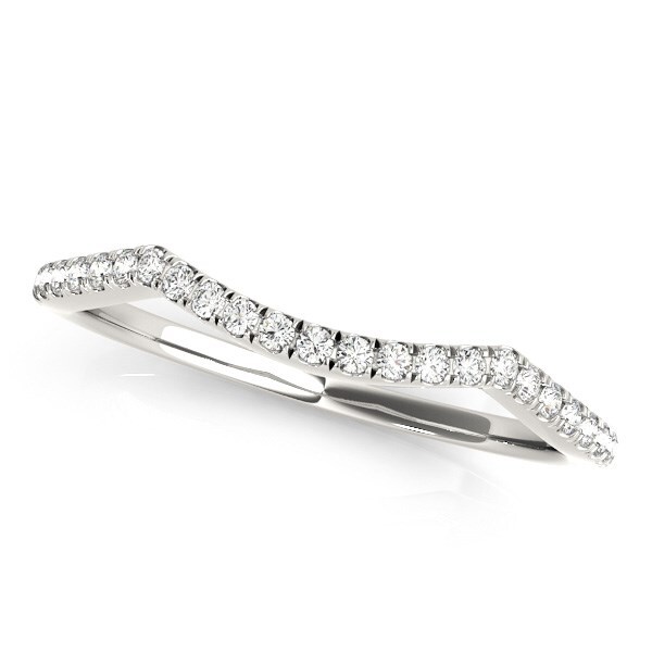изогнутое обручальное кольцо из белого золота 14 карат с бриллиантовым покрытием (1/8 карат)