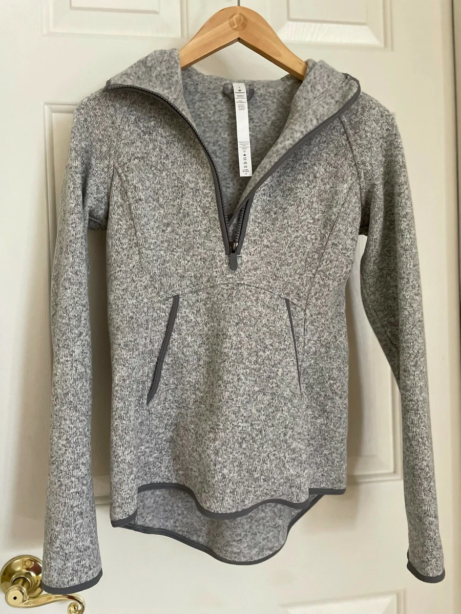 Lululemon fleece-sweater hoodie -size 2-heather grey w/ contrast trim-ships  free | eBay