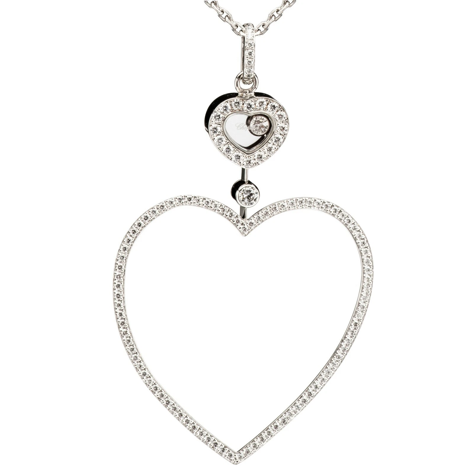Chopard — Chopard Happy Diamonds Large Heart White Gold & Diamond Pendant Necklace 81/6467