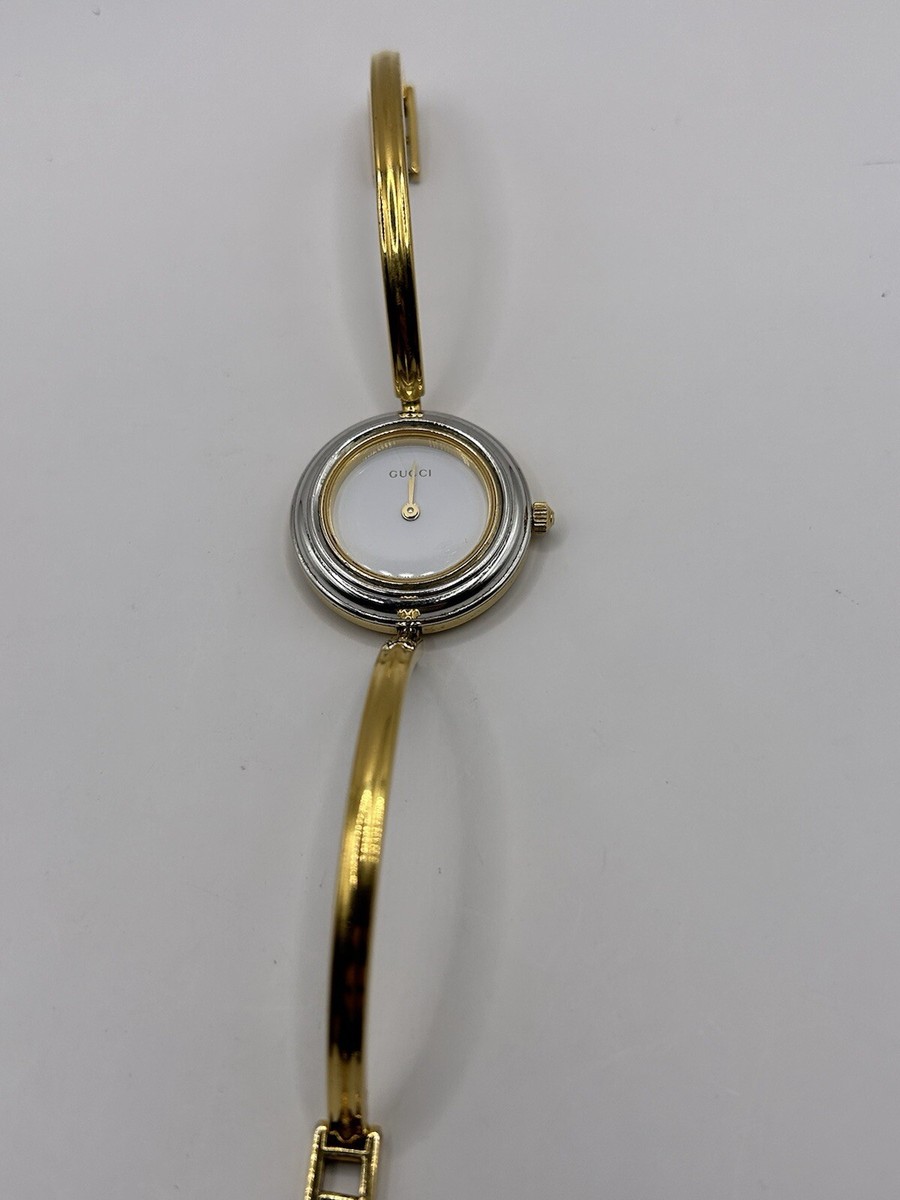 Gucci 11/12.2 Women's Gold Plated Bezel White Dial Watch for