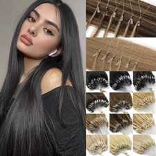 Micro Link Hair Extensions Micro Ring Beads Loop Tip Indian Human Straight Hair