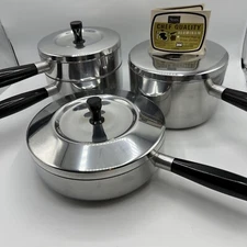 Vintage Sears Aluminum Cookware Nonstick 3 Quart Saucepan 1 Qt Double Boiler Fry