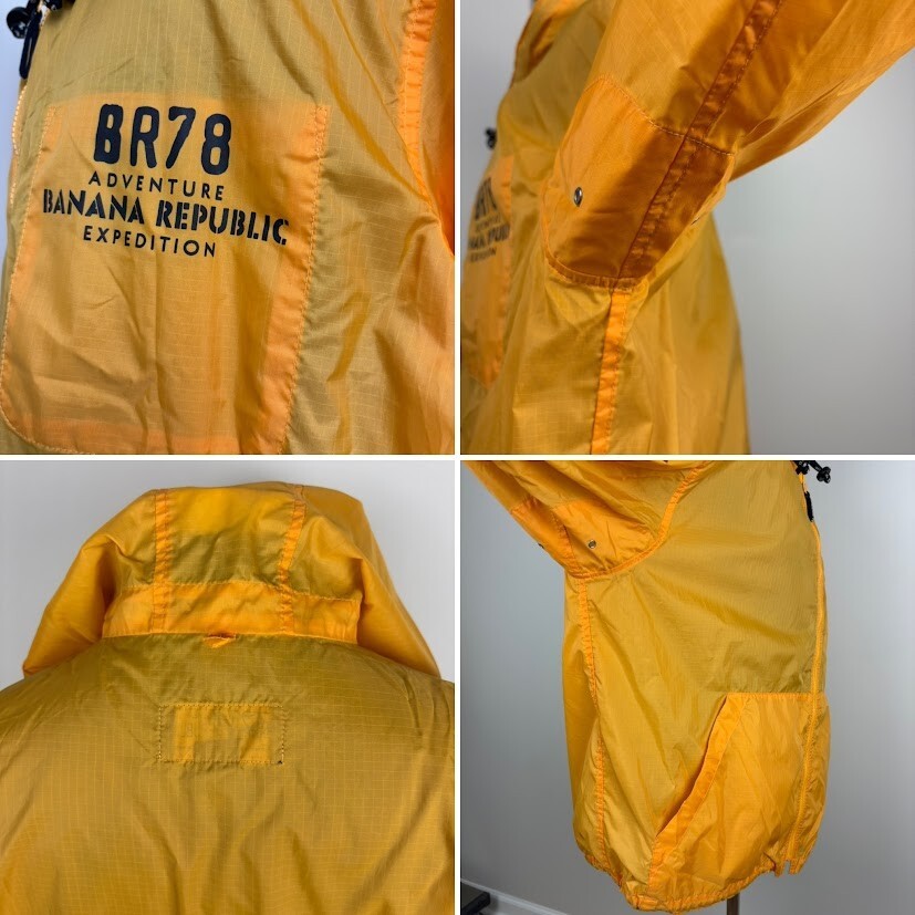 Banana Republic Jacket Dark Green Removable Hood Liner Yellow Sz L