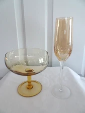 Amber Wine Glass & Amber Martini Glass-NWOT-Celebrations-Formal