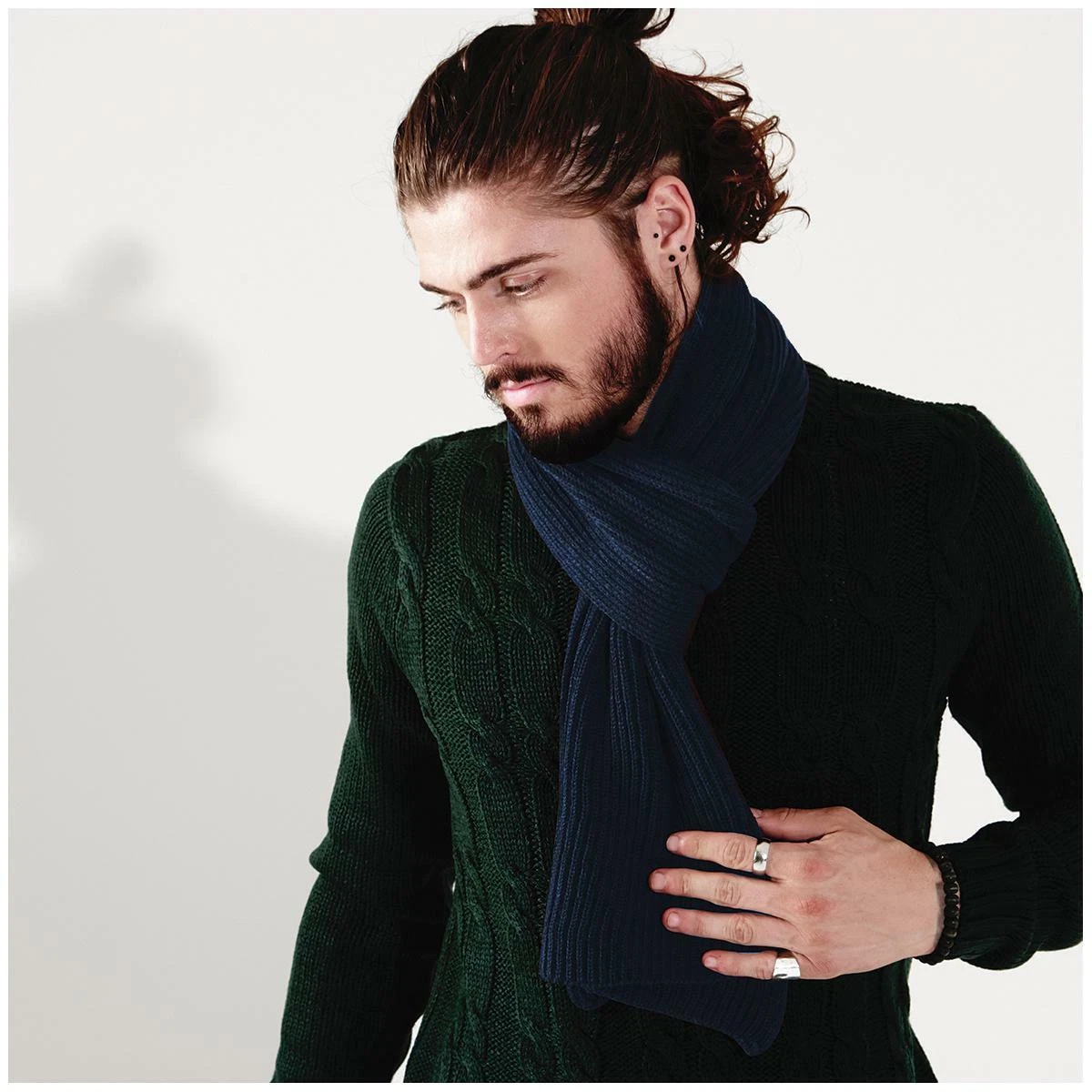 Sciarpa Uomo Disegno Fantasia Tessuto In Cotone Blue - Foto 3