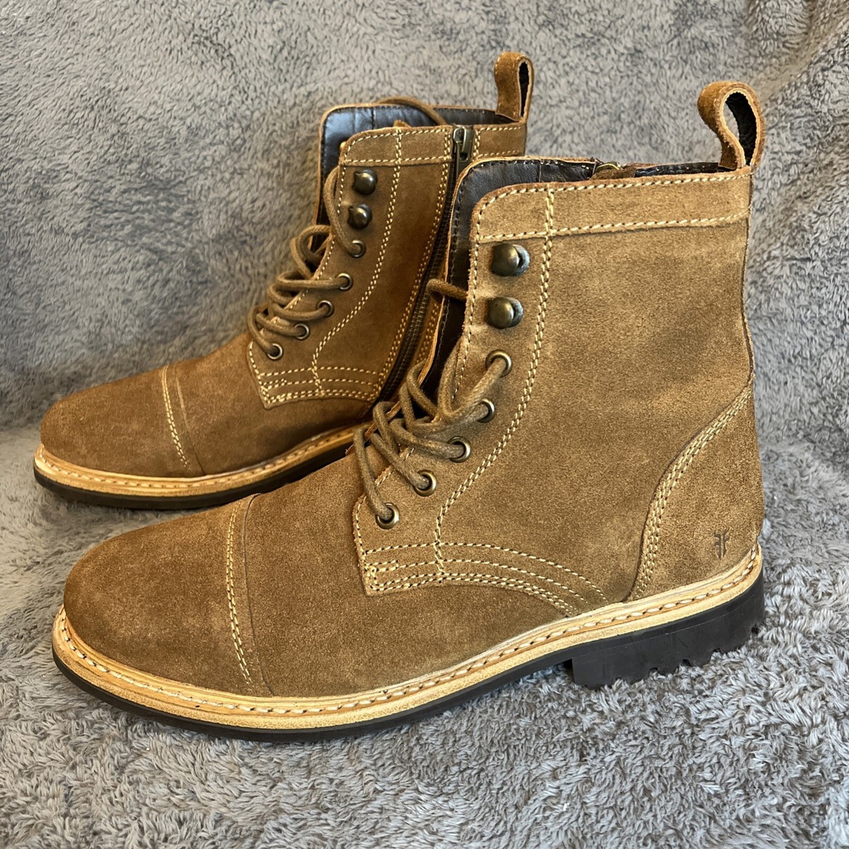 Frye & Co Russell Lace-Up Suede Boots With Side Zipper In  display picture 3