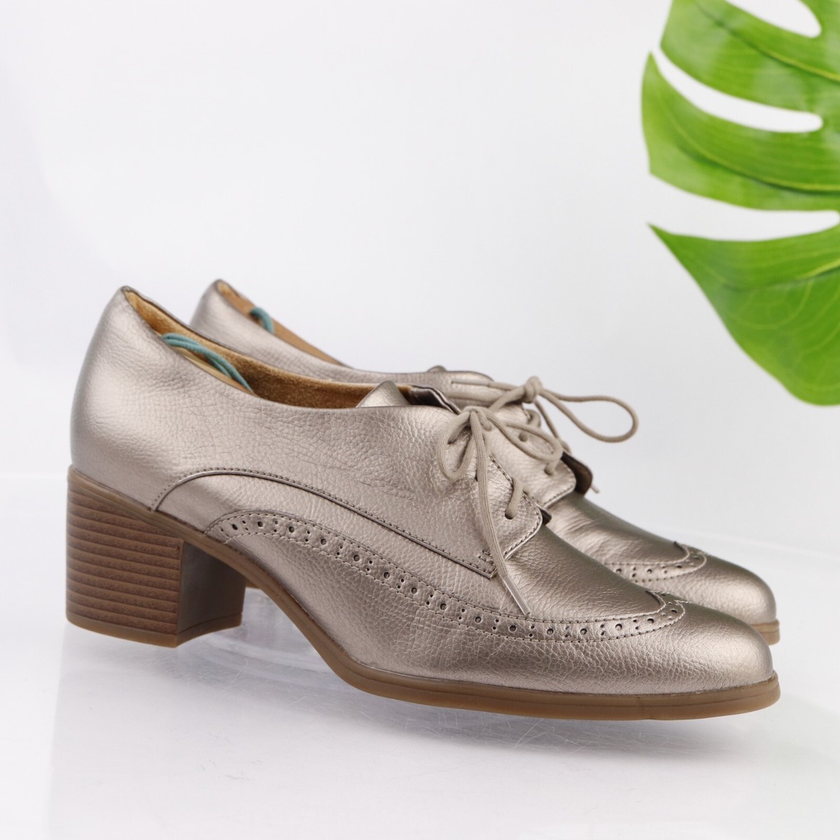 Naturalizer Womens Herlie Oxford Pump Size 9 Pewter Metallic Lace Up Dress  Shoe | eBay